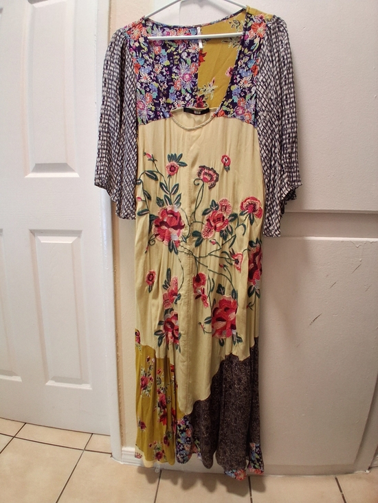 Free People Dresses & Skirts - Free People Yellow Floral Patchwork Midi Dress